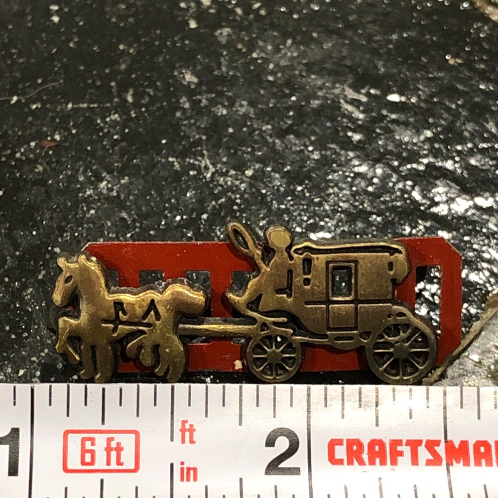 Coach Horse and Carriage bag replacement antique brass bag repair EUC W/Backing - Picture 2 of 6